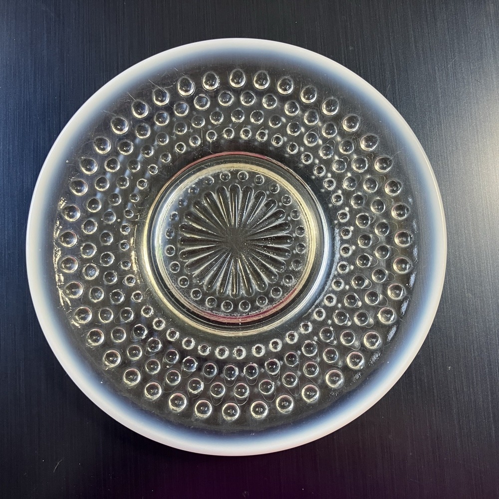 VTG Anchor Hocking Moonstone Opalescent Hobnail Clear Glass Saucer Plate 6.5"